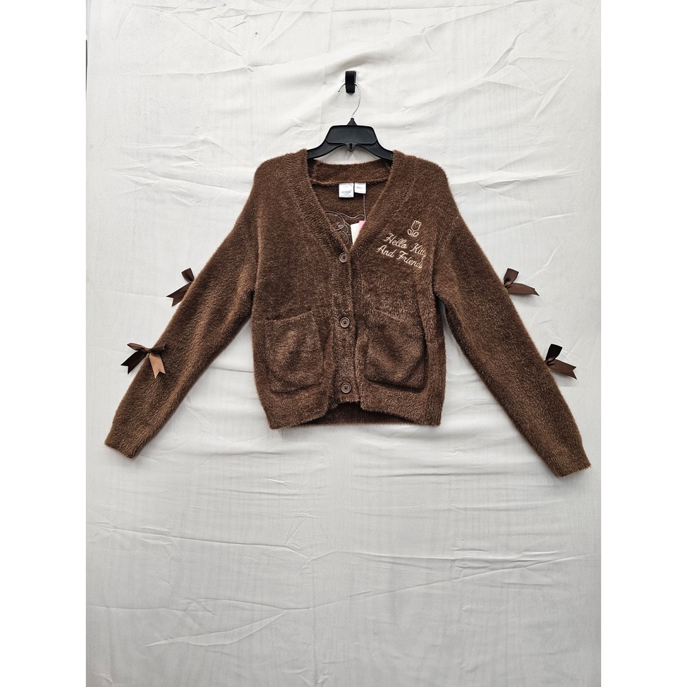 Sanrio Hello Kitty and Friends Brown Fuzzy Bow Cardigan Sweater XXS KTHK015GLB